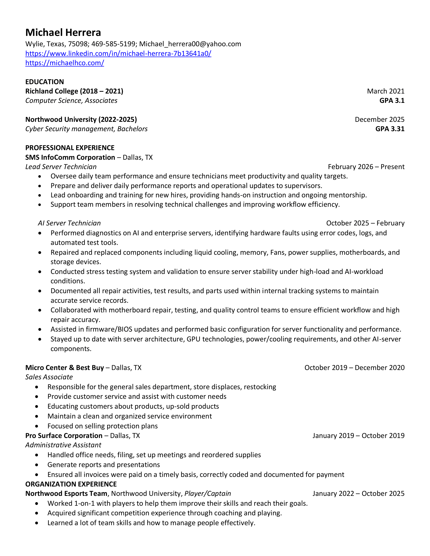 Resume Page 1